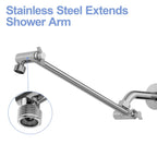 Stainless Steel Shower Arm Extension with 360° Rotation - Black or Pearl Silver