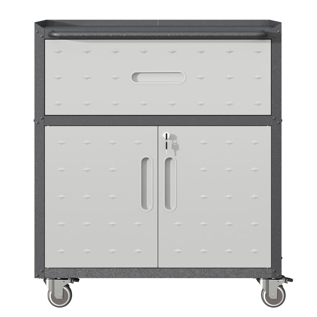 Sturdy Metal Tool Cabinet with Drawer & Locking Doors - Mobile Garage Storage