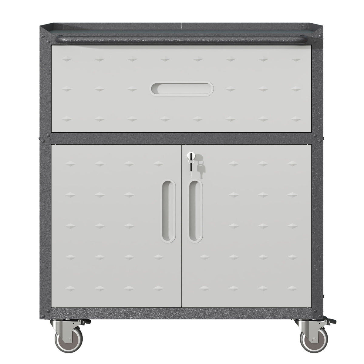 Sturdy Metal Tool Cabinet with Drawer & Locking Doors - Mobile Garage Storage