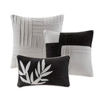 Grey 7 Piece Faux Suede Comforter Set with Pintuck Design - Full