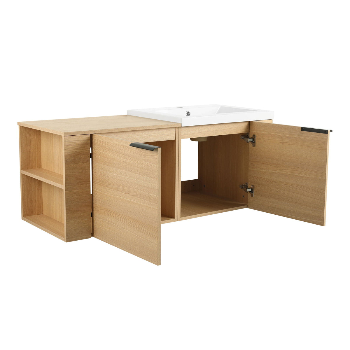 Modern Bathroom Vanity Sink Combo With Spacious Storage - White or Light Brown