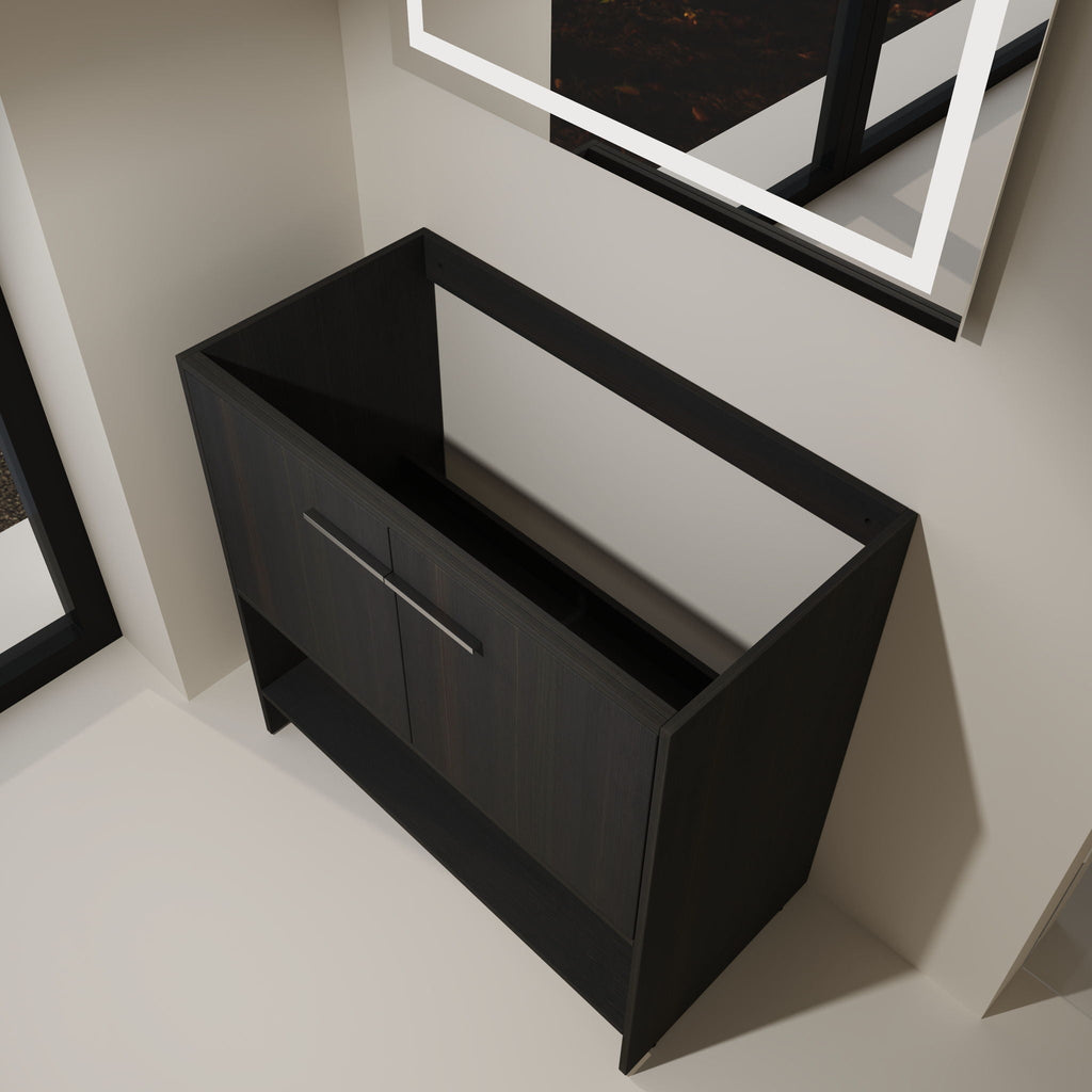 Modern Freestanding Bathroom Vanity with 2 Doors - Light or Dark Brown