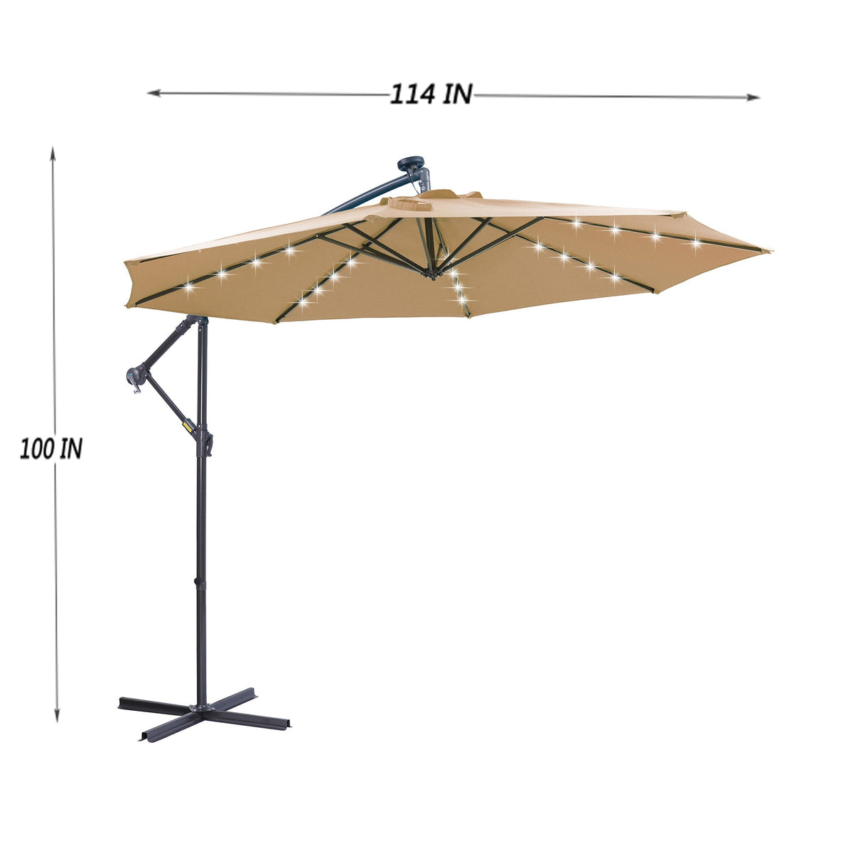 10 ft Cantilever Patio Umbrella with 32 LED Lights - Taupe