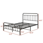 Victorian-Style Steel Bed Frame with Powder-Coated Finish - Black