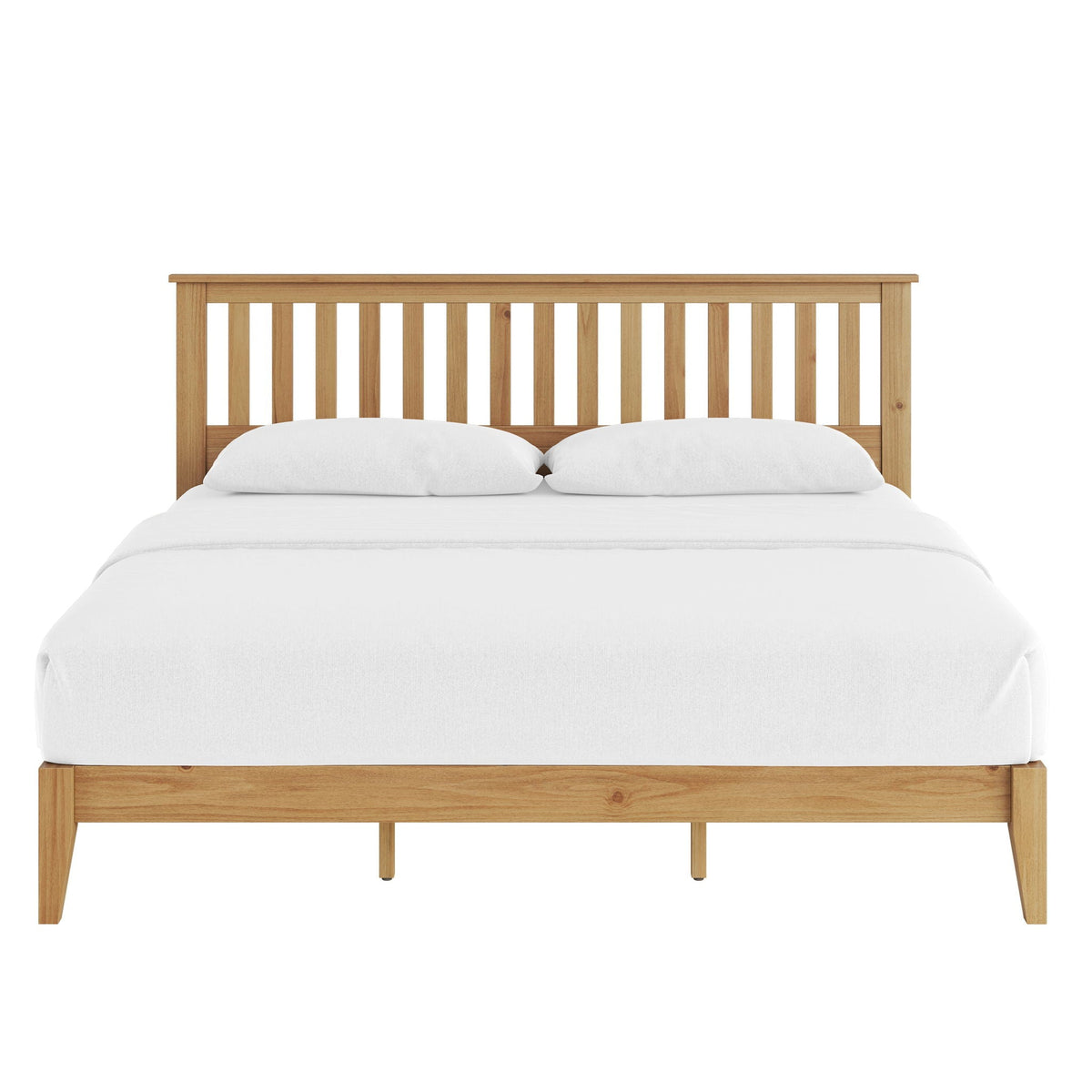 Light Brown Panel Bed with Integrated Slat Support - Queen or King