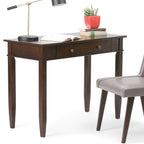 Solid Wood Writing Desk with Flip-Down Keyboard Tray - Dark Tobacco Brown