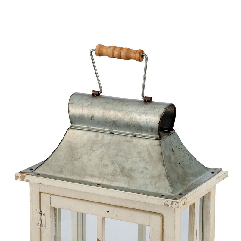 Wooden Candle Lantern Decorative - Ivory