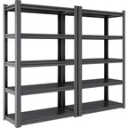Heavy Duty Metal Garage Shelving Unit with Adjustable Shelves - Black