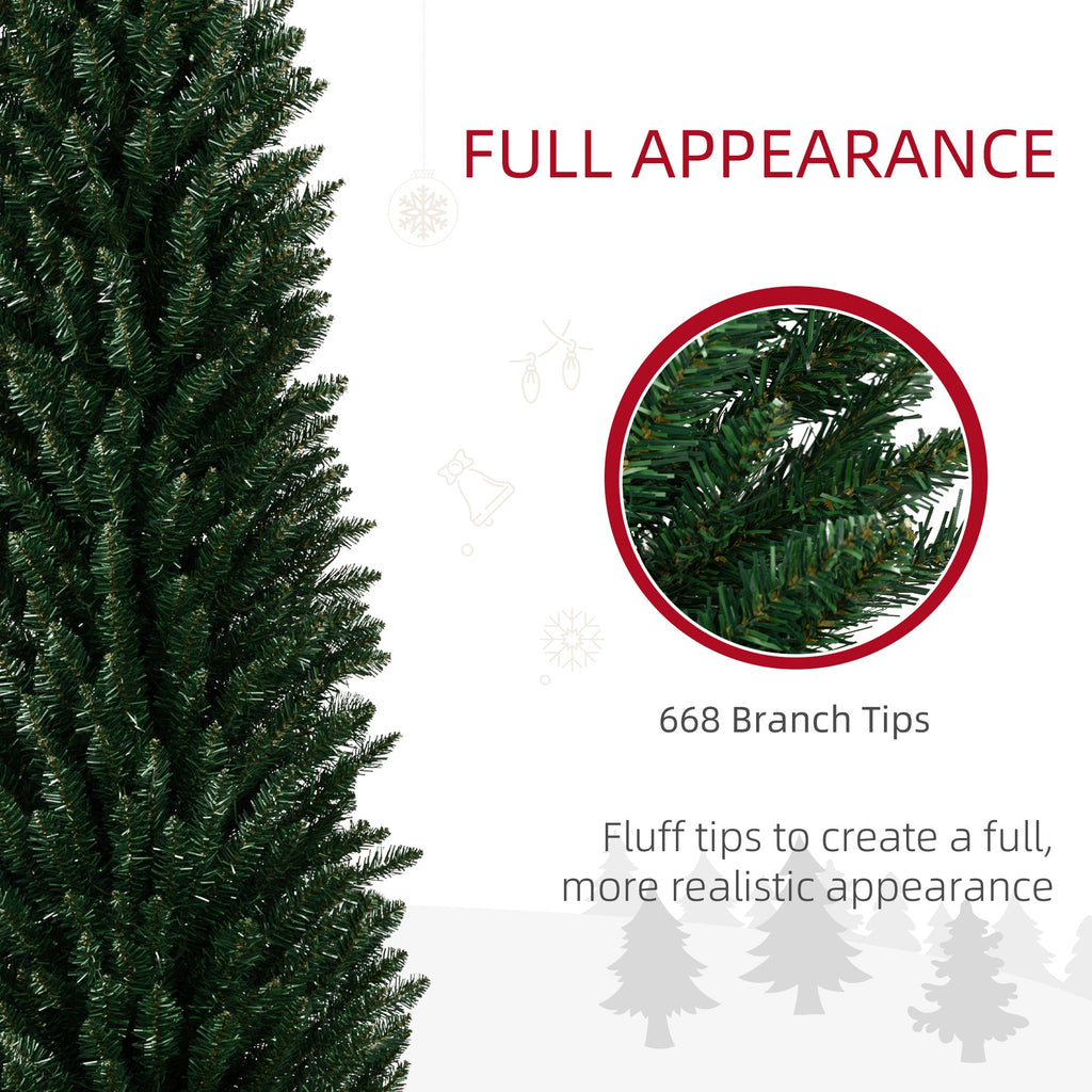 8ft Pencil Prelit Artificial Christmas Tree with 250 Colorful LED Lights