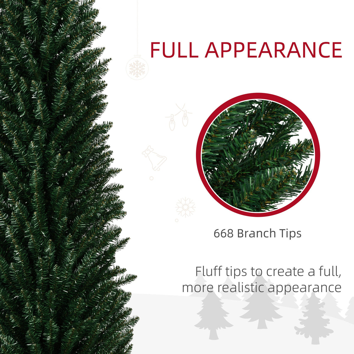 8ft Pencil Prelit Artificial Christmas Tree with 250 Colorful LED Lights