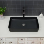 Modern Ceramic Rectangular Bathroom Vessel Sink with European Design - White or Black