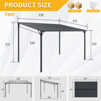 Galvanized Steel Lean-to Pergola with Wall Mount - 12' x 8'
