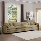 Modern Upholstered 4 Seater Fabric Sofa with Arm and Throw Pillows - Multiple Colors