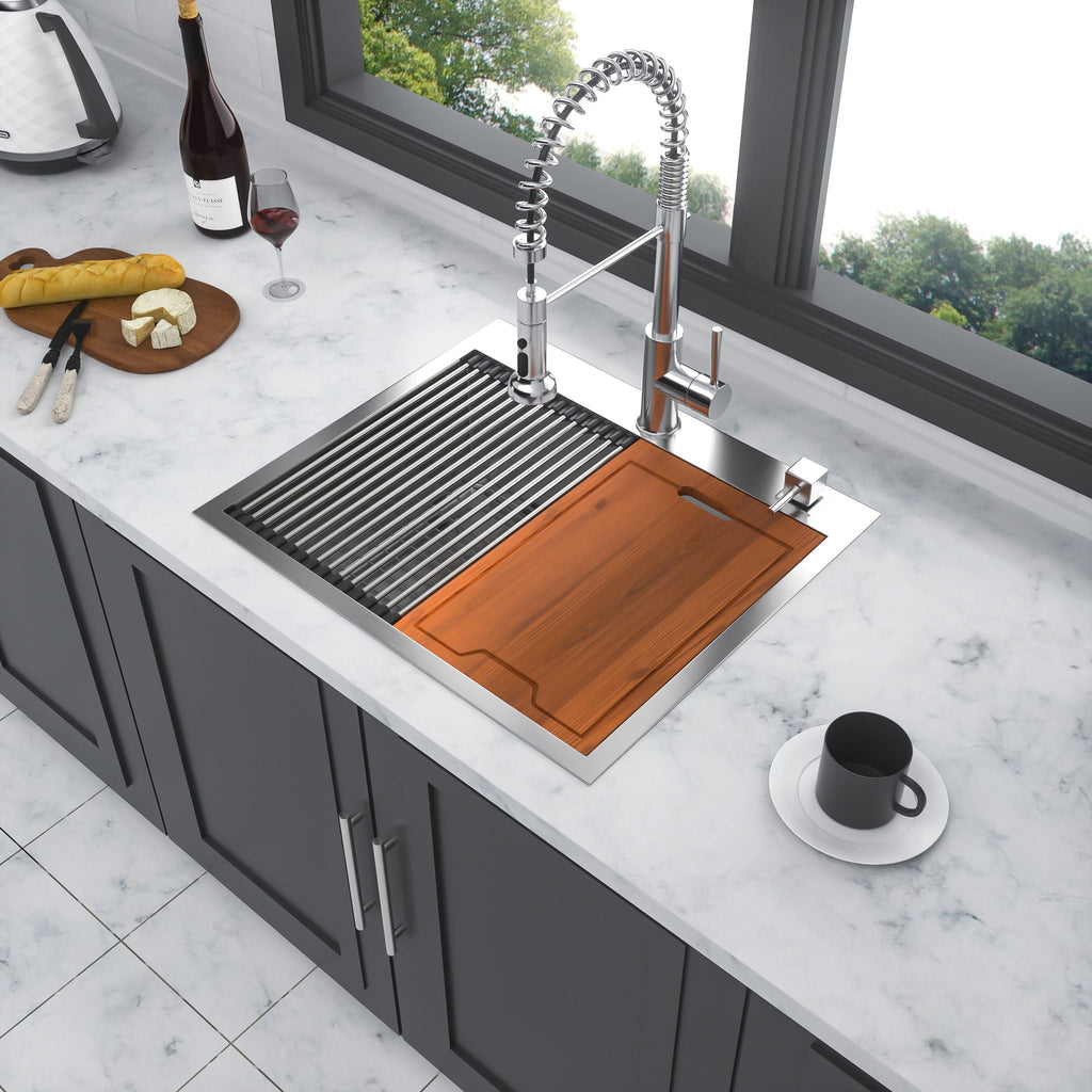 Stainless Steel Drop In Kitchen Sink with Workstation - Gray or Gold