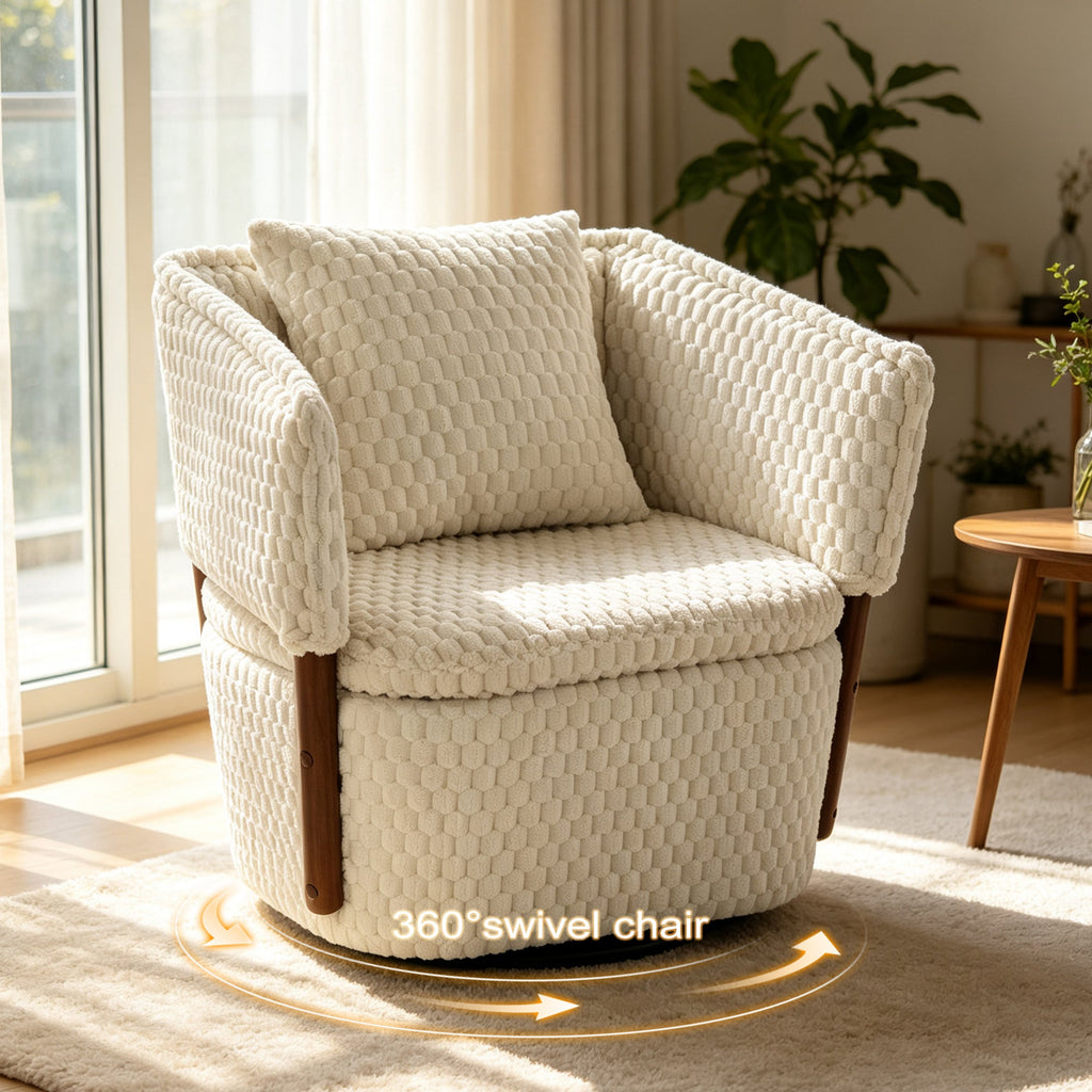 Mid Century Modern Accent Chair with Swivel Function - Corduroy