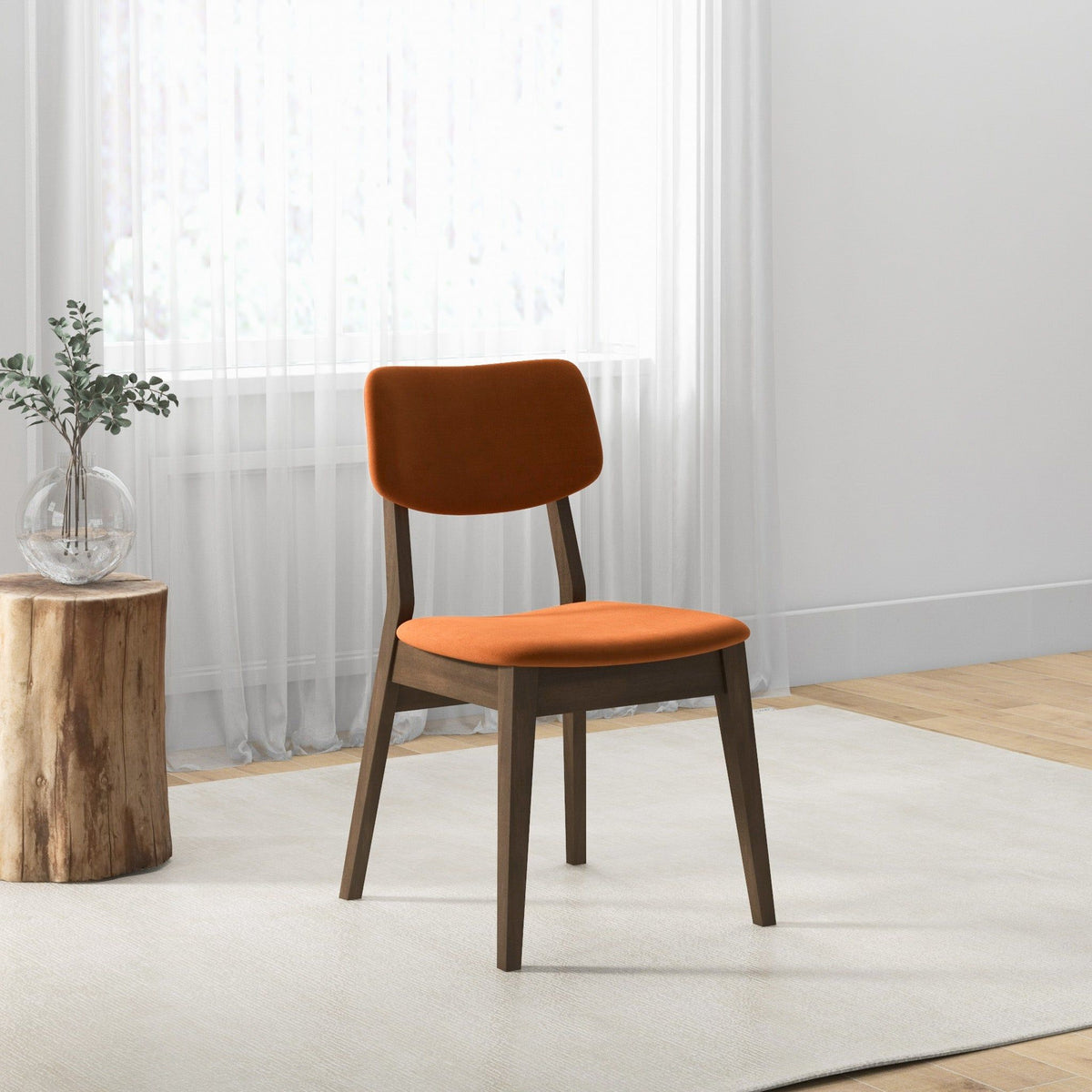 Solid Back Side Chair Set with Mid-Century Modern Design - Multiple Colors