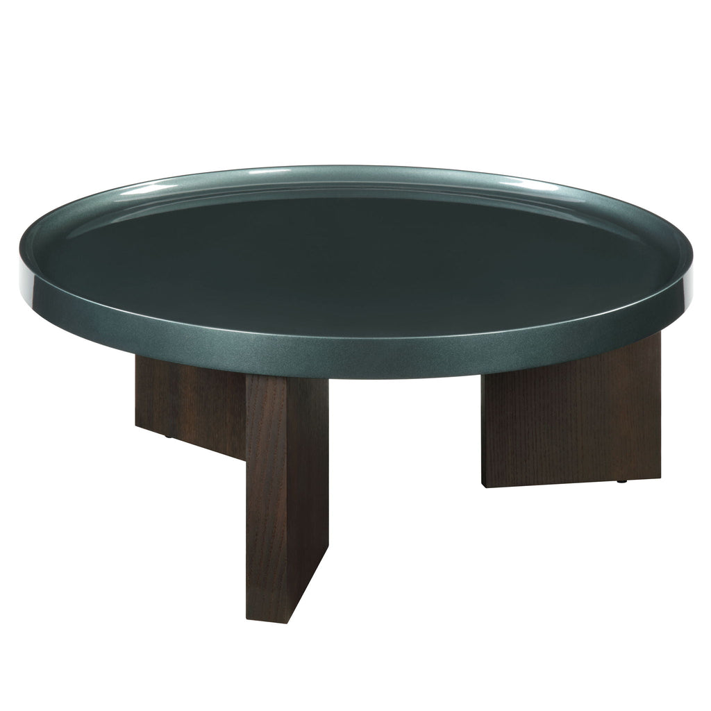 Elegant Design Coffee Table with High Gloss Top - Dark Green or Dark Brown
