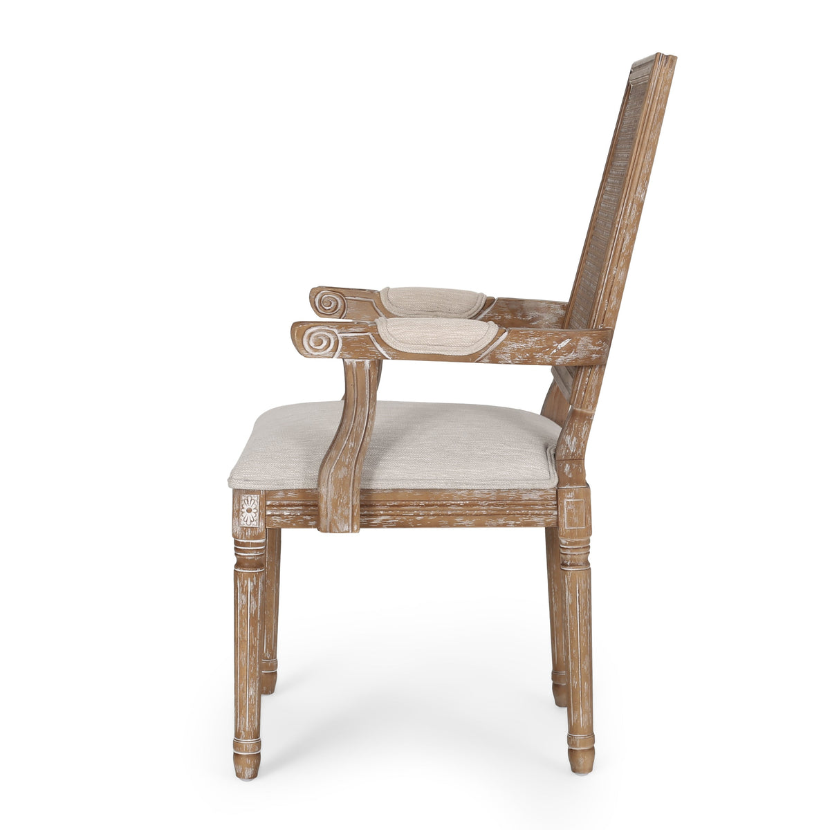 Upholstered Dining Chair with Cane Back - Beige or Light Grey