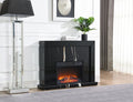 Drisana Mirrored Fireplace with Marble Grain Design - Black