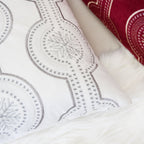 Holiday Throw Pillow with Snowflake Embroidery - 20x20 Inch