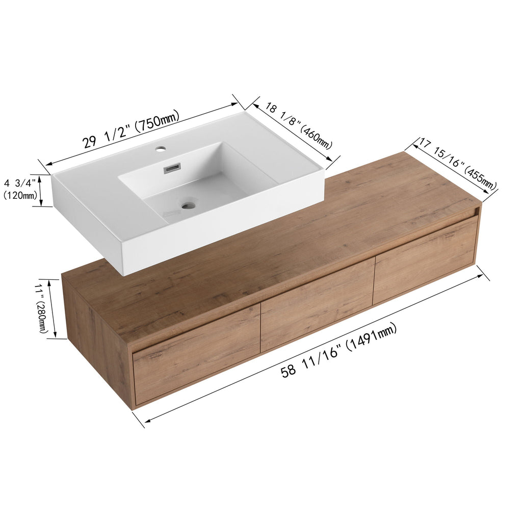 Modern Wall Mounted Bathroom Vanity