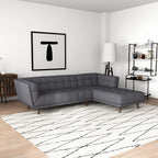 L Shape Sectional Sofa Tufted with Mid-Century Modern Design - Dark Gray or Beige