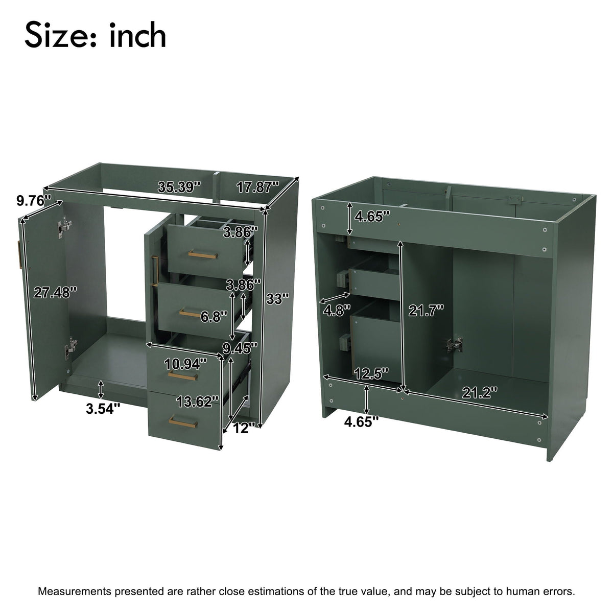 Retro Style Bathroom Vanity with Soft Closing Doors - Multiple Colors