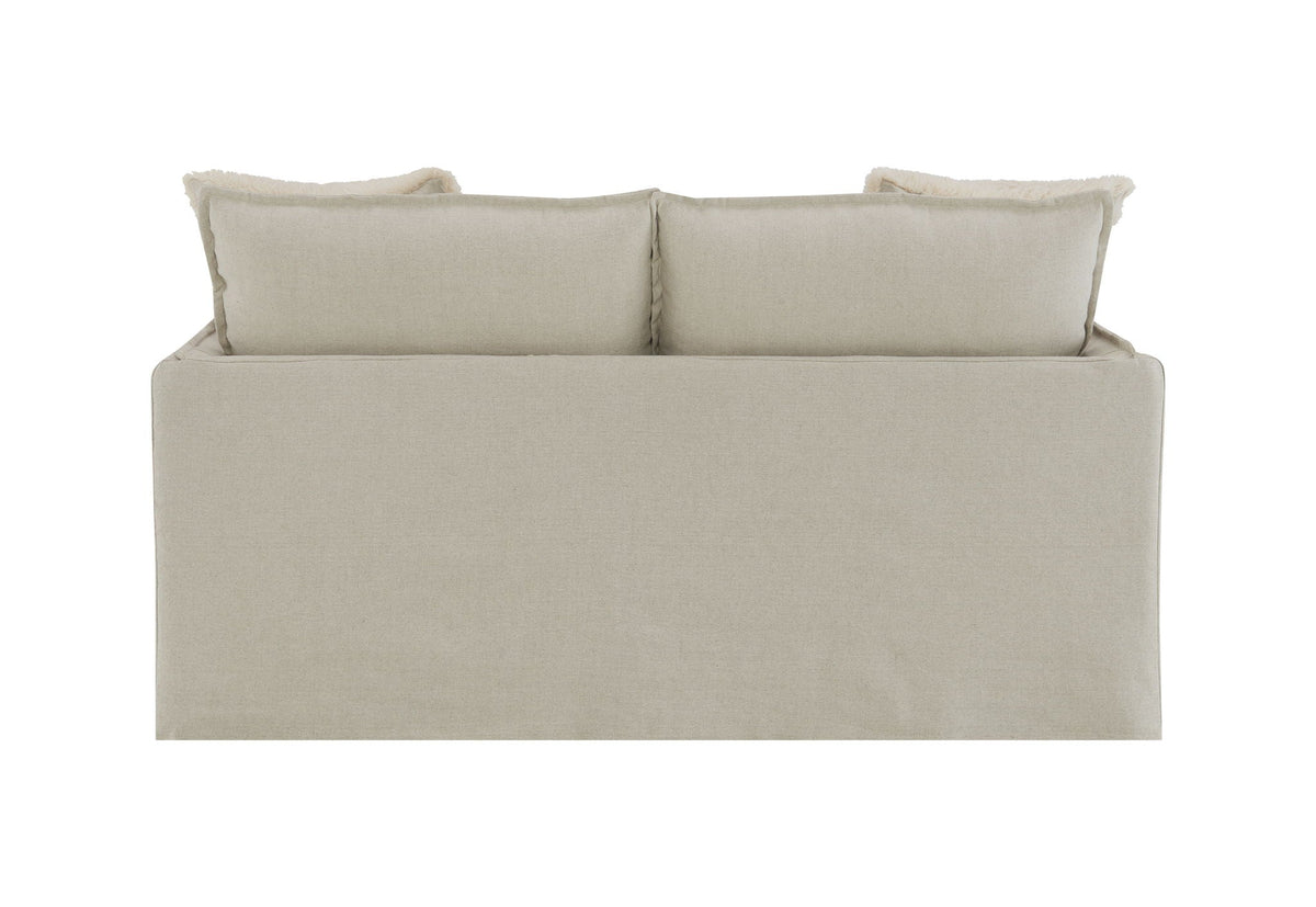 Pattern Linen Loveseat with 2 Toss Pillows - Beige