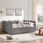 Gingham Daybed with USB Charging Port and Wave-Shaped Design - Multiple Colors