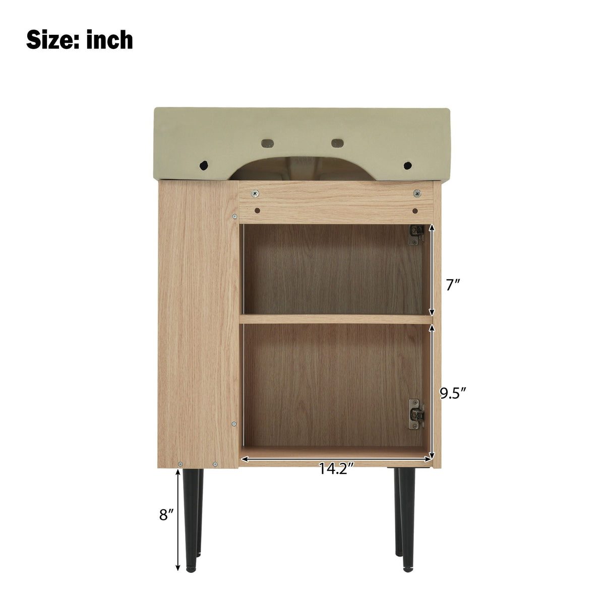 Bathroom Vanity with Single Ceramic Sink and Side Storage - Multiple Colors