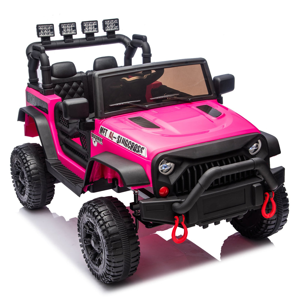 24V Kids Ride-On Car with Remote Control and Bluetooth - Rose Pink