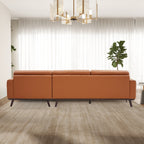 L-Shaped Sectional Couch with Solid Wood Frame and Vegan Upholstery - Yellow or Light Brown