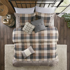 Herringbone Queen Comforter Set with Hypoallergenic Fill - Neutral