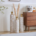 White / Gold Metal Floor Vases Set of 3 with Durable Modern Design