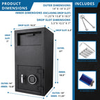 Solid Steel Keypad Depository Safe with Digital Access - Black