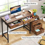 Computer Desk with Reversible 5 Drawer Storage - White or Light Brown