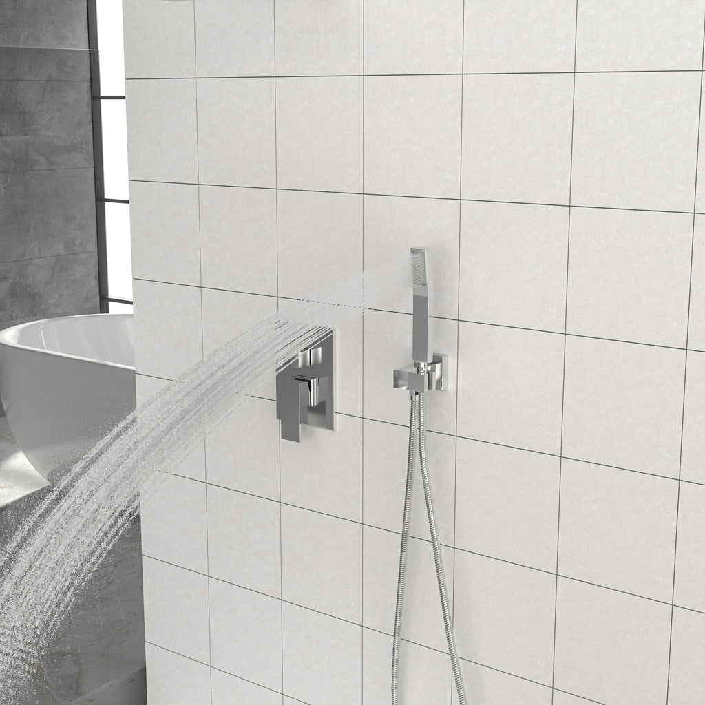 Dual Shower Head System with Rough-In Valve - Black or Pearl Silver