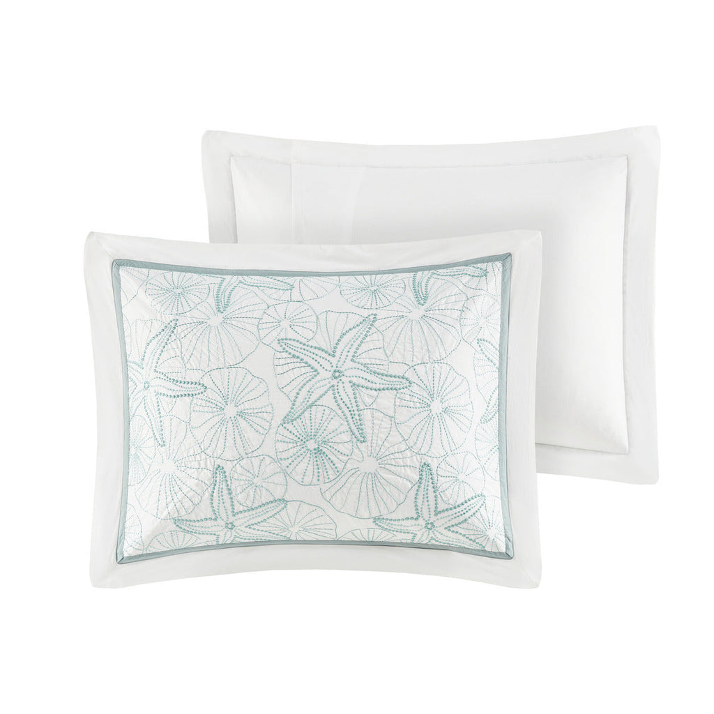 White King Comforter Set with Coastal Embroidery - 100% Cotton
