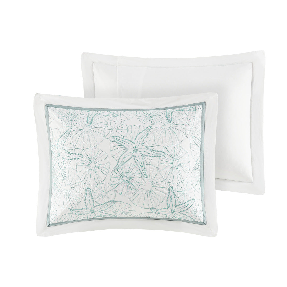 White King Comforter Set with Coastal Embroidery - 100% Cotton