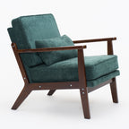 Living Room Chair with Lumbar Pillow and Solid Wood Frame - Dark Gray, Dark Green, Beige