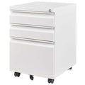 Metal Drawer Mobile File Cabinet with Lock for Secure Organization - White or Black
