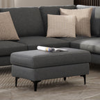 Versatile Mid Century Ottoman with Eco-Friendly Upholstery - Beige or Dark Gray