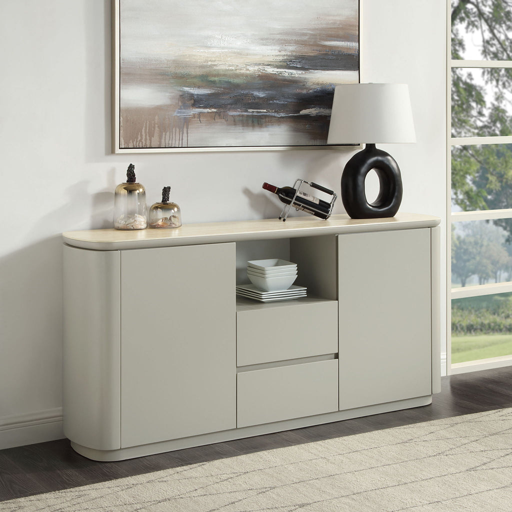 Ingram Ceramic Top Server with Durable Ceramic Top - Light Gray
