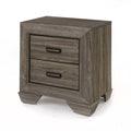 Weathered Grain Nightstand with Two Spacious Drawers - Gray