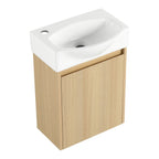 Modern Bathroom Vanity with Ceramic Basin and Storage Cabinet - Light Brown, Black, or White
