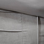 Grey 7 Piece Faux Suede Comforter Set with Pintuck Design - Full