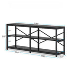 Extra Long Console Table with X Back Design and 3-Tier Storage - Dark Brown or Black