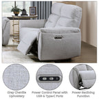 Power Motion Loveseat with USB Port - Gray Chenille