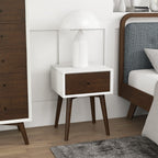 Modern Design Night Stand with Solid Wood Construction - Dark Brown or White