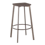 Espresso Industrial Square Barstool Set of 2 with Metal Base - Espresso